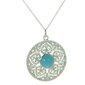 Joseph Esposito Solid 925 Sterling Silver Simulated Turquoise Necklace